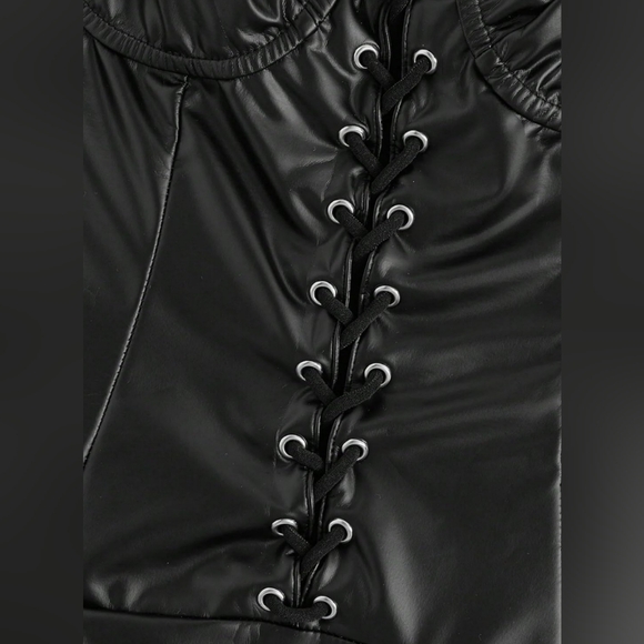 whimsigoth,grunge,dark fairy NEW Black Lace-Up sleeveless Bodysuit size Medium - Picture 6 of 8